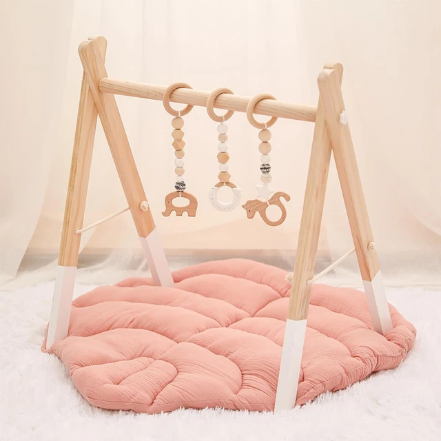 1Set Wooden Rattle Teethers Baby Toys Play Gym Mobile Newborn Sensory Structure Baby Nursing Gifts Handmade Stroller Accessories 4