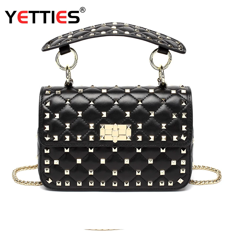 Best Deal 2021 New Fashion Rhombus Chain Bag Lambskin Rivet Square Bag Hand Bag Shoulder Leather Women Small bag