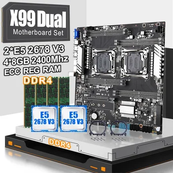 

JINGSHA X99 Dual CPU Motherboard Set With 2pcs XEON E5 2678V3 CPU and 4*8gb ddr4 Ecc Reg 2400mhz RAM