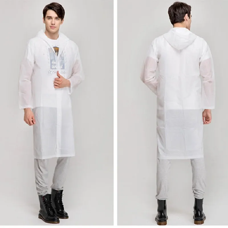 EVA Transparent Raincoat, Portable Outdoor Travel Rainwear, Waterproof Camping Hooded Ponchos, Plastic Rain Cover, Fashion