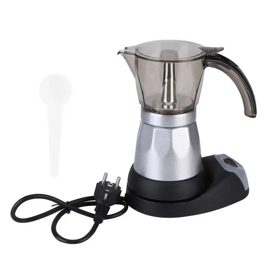 

Coffee Maker Espresso Mocha Pot Octagonal Aluminum Coffee Kettle Stove 3-6 Cup EU Plug 220V