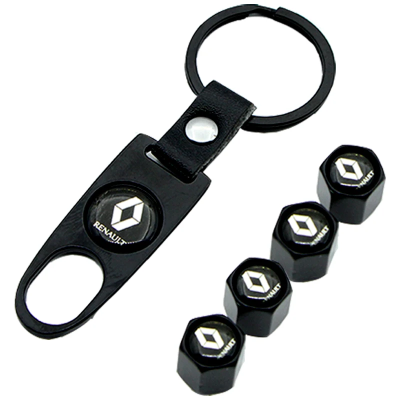 

Car Badge Stainless Steel Wheel Tire Valve Stem Caps Keychain for Renault Megane 2 3 Duster Logan Clio Laguna 2 Captur