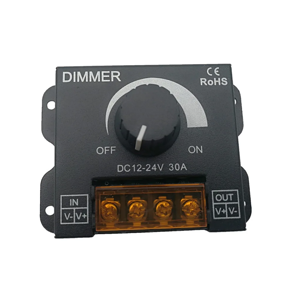 DC 12V 24V светодиодный диммер переключатель 30A 360W Напряжение регулятор регулируемый