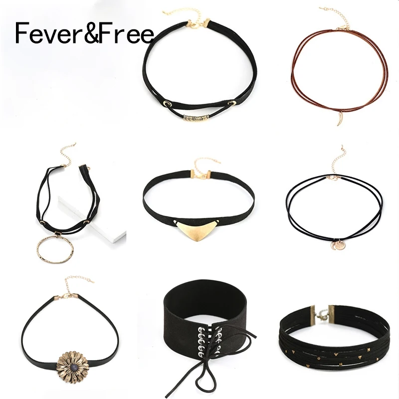 Популярная и свободная Акция! Женское Ожерелье-чокер Bijoux черное кожаное ожерелье