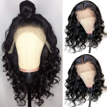 

Swetcurly 13x6 Lace Front Natural Wave Wigs Human Hair Heat Resistant Fiber Hair Wig With Baby Hair For Black Women