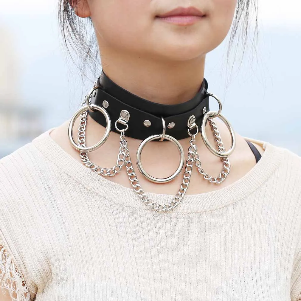 1pcs Choker Necklace Sexy Choker Punk Gothic Collar Leather Round Studded  Women Jewelery Xmas Cosplay Fashion Gift