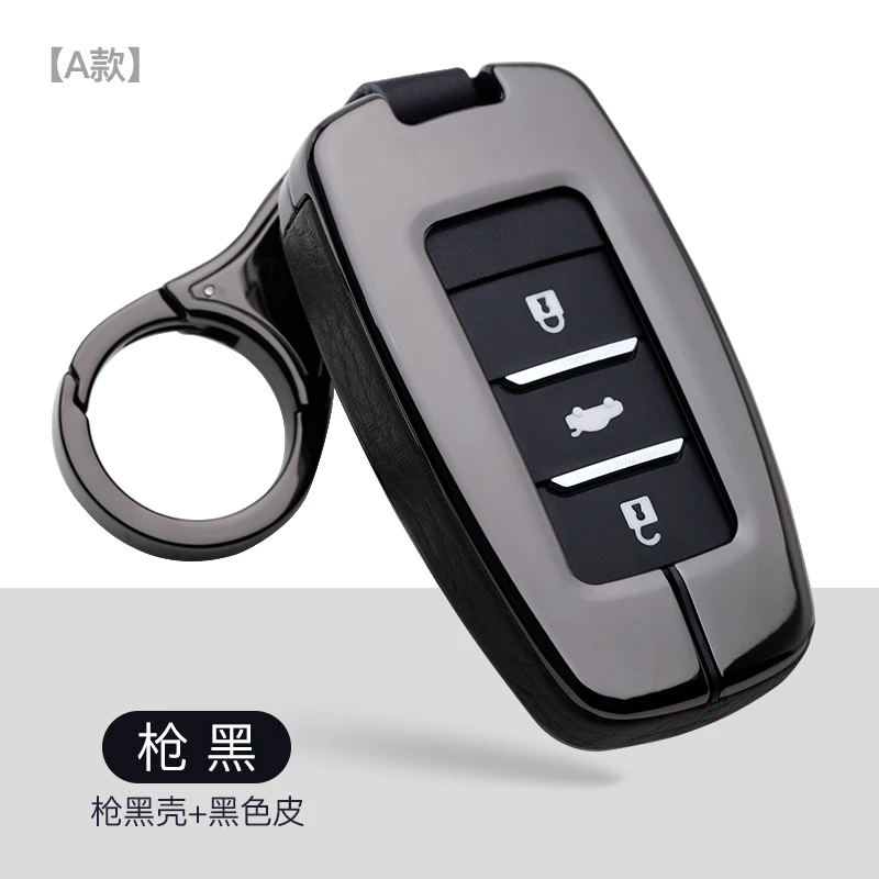 A-black black Цинковый сплав кожаный чехол для ключа автомобиля Changan Eado CS35 CS75 Oushang A600 A800 Raeton CS15 V3 V5 V7 автомобильные аксессуары брелок - Название цвета: A-black black
