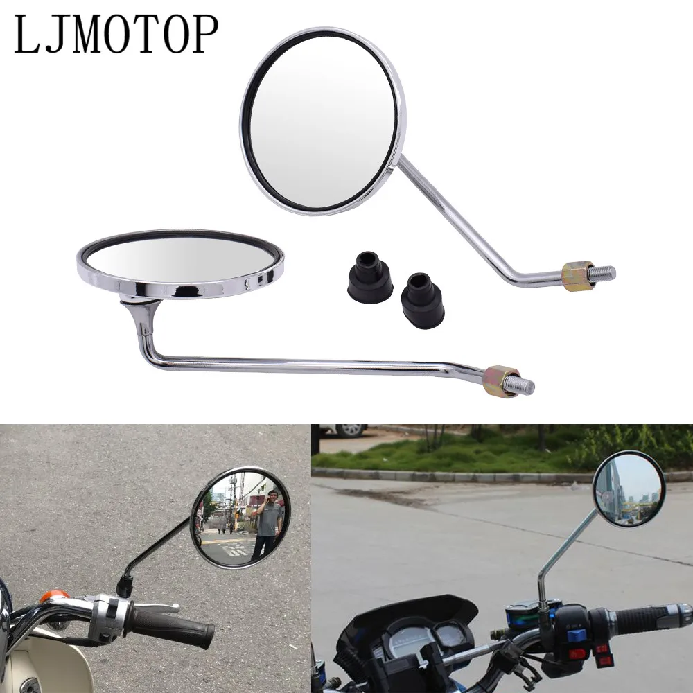 For BMW K1200S K1300 S R GT K1600 GT GTL R1250GS R1200 R RT Universal Motorcycle Mirrors Aluminum Chrome Round Mirror Long Stem