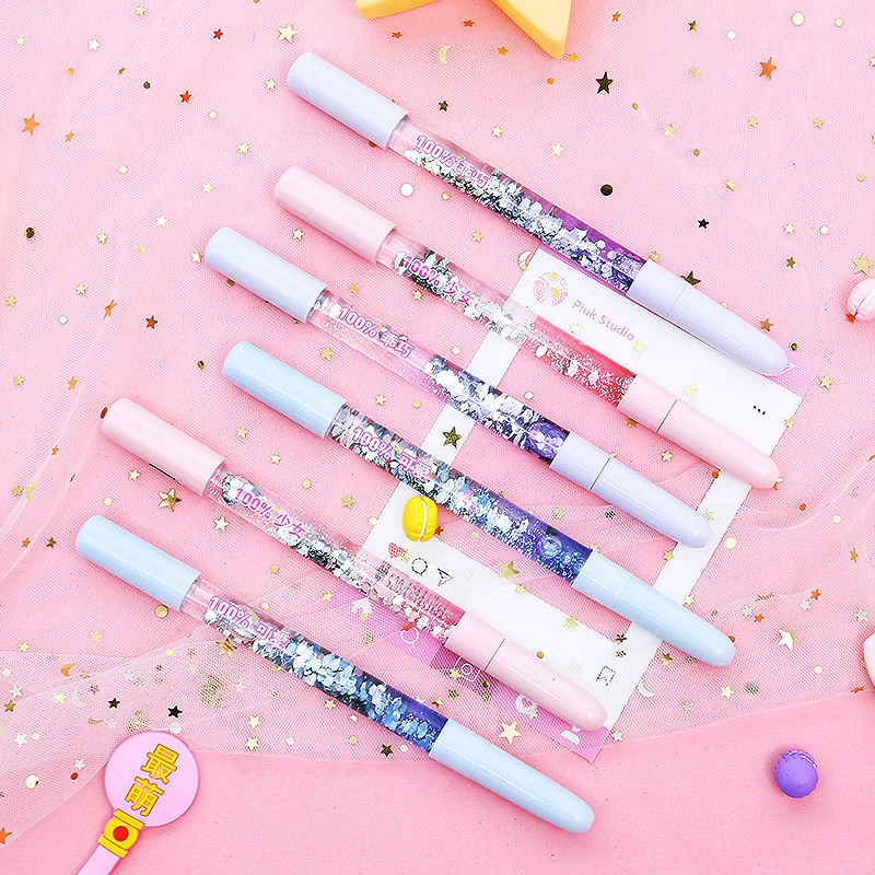 

Newest Crystal Drift Sand Glitter Gel Pen Creative Colorful Flash Light Pens For Writing Girls Gift School Suppleis Papeterie