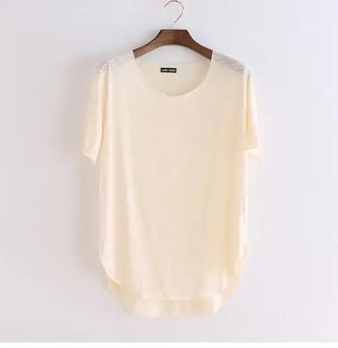 Y0111 beige Крутая летняя футболка из бамбукового волокна, Женская свободная футболка с коротким рукавом и круглым вырезом, повседневная женская футболка, женские топы - Цвет: Y0111 beige