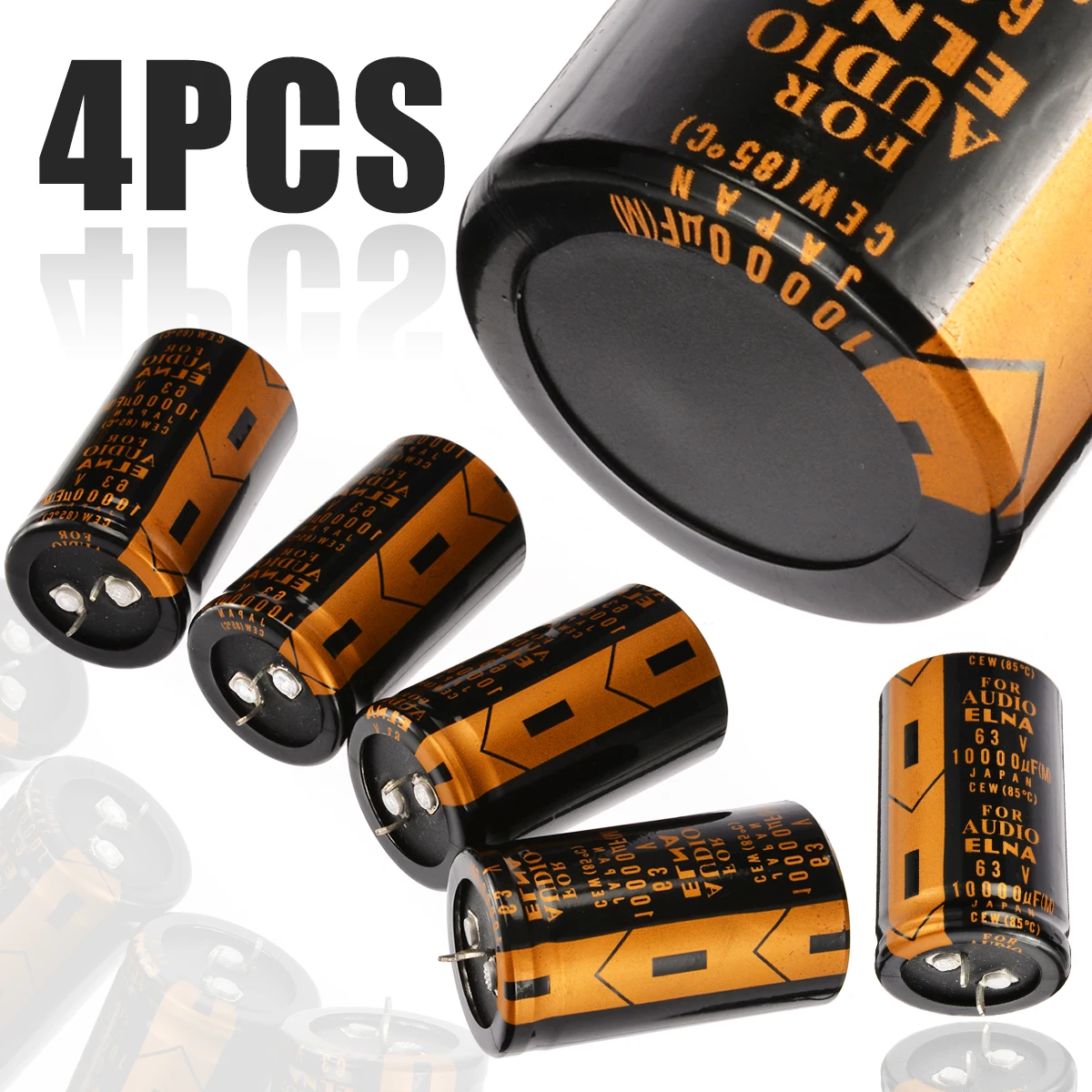 4Pcs Audio Electrolytic Capacitor 10000uF 63V 30 x 50mm Replacement Electrolytic Capacitor
