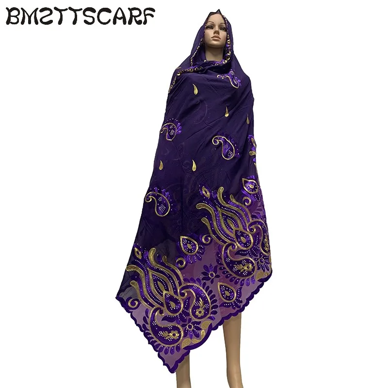 Новые дизайнерские африканские женские большие шарфы мусульманские вышитые хлопковые сплайсинги Красивые Дизайнерские шарфы хиджаб шарфы BM825 - Цвет: Color 11