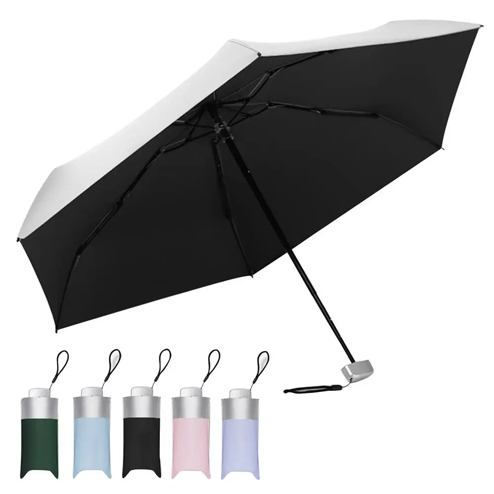 

New Women UV Mini Pocket Umbrella Titanium Silver Folding Umbrella Flat Ultralight UV Sunshade Dual-use Sunscreen Sun UPV50 Plus