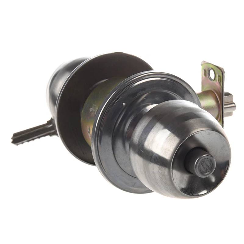 

Quality Stainless Steel Round Door Knobs Handle Entrance Passage Lock Entry with Key New