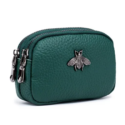 

women's handbags genuine leather Double zip wallet Genuine Leather card package