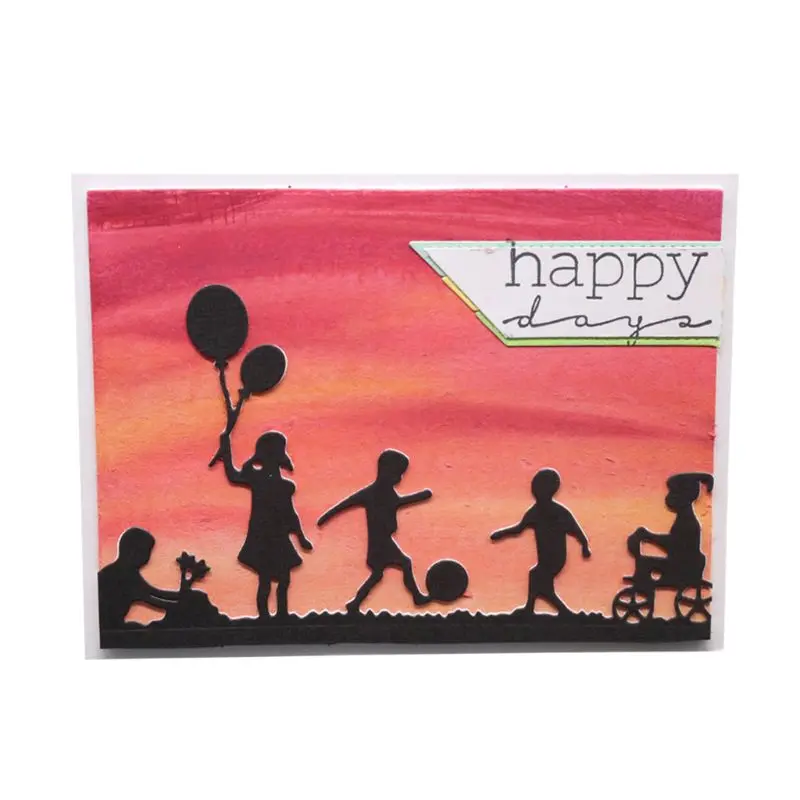 

Children Playing Metal Cutting Dies Stencil DIY Scrapbooking Album Stamp Paper Card Embossing Crafts Decor