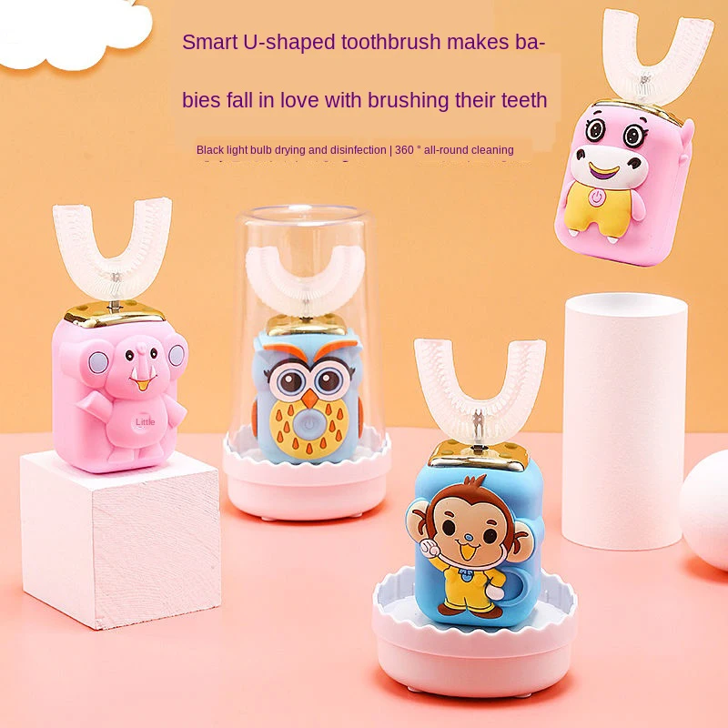 

Waterproof Sonic Rechargeable Electric Toothbrush with Replacement Brush Heads Brushing children Cartoon Pattern home health