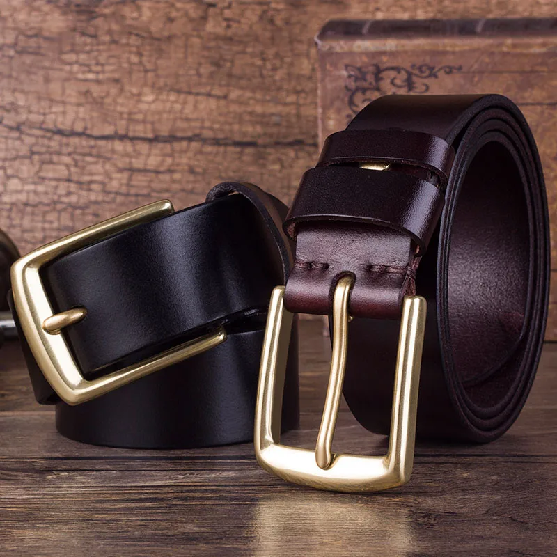 

Fashion Mens Belt Top Natural Italy Genuine Leather Belt Pin Buckle Male Vintage Cowboy Jeans Cintos 110-125cm High Quality Belt