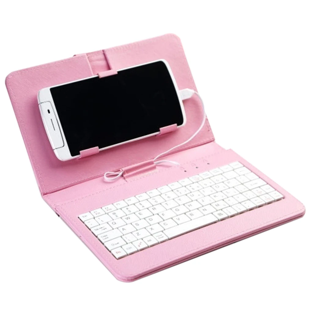  4.8-6.0inch Phone Case PU Leather Flip Case Wired Keyboard Holster Universal Protector Replacement 