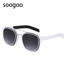 

Fashion Square Sunglasses Men 2021 Retro Double Beam Sun Glasses Ladies Personalized Black Vintage Eyeglasses uv400