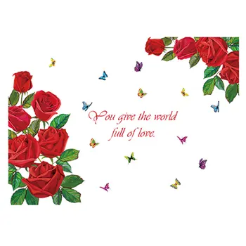 

1Pc Simulated Red Rose Sitting Room TV Background Wall Bedroom Porch Dining Room Milk Tea Shop Warm Decoration Wall Paste