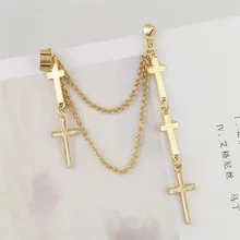  Fashion Punk Black Cross Drop Earrings For Teens Vintage Rock Pride Long Chain Butterfly Ear Cuffs Women Earrings Girls Jewelry 
