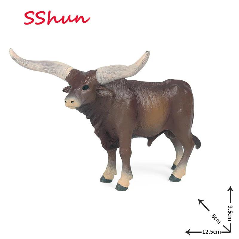 Texas-Longhorn Cow-Model Wild-Animal Children Ornament Bull-Toy Simulation Poultry-Farm