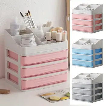

Plastic Cosmetic Drawer Makeup Organizer Makeup Storage Box Container Desktop Sundry Storage Case(3-Layer+Partition Box )