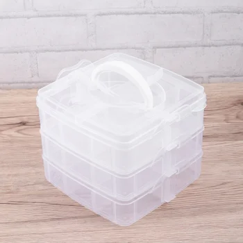 

Small Three-layer Storage Box Detachable Cover 18 Grids Childrens Jewelry Toy Accessories Storager Transparent Holder (Transpare