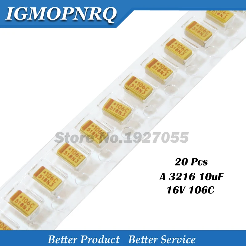 

20PCS A-3216-16V-10UF-106C 3216 10UF 16V 10UF 106C SMD Tantalum capacitor
