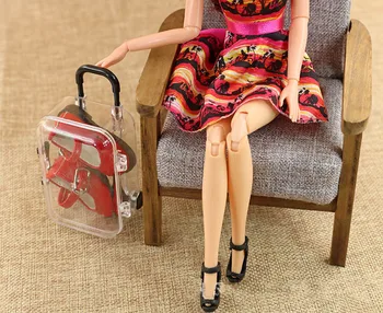 

original mini suitcase for barbie doll Kurhn Blyth 1/6 Adjustable Handle Rolling Wheel Travel Luggage Case Dollhouse Furniture