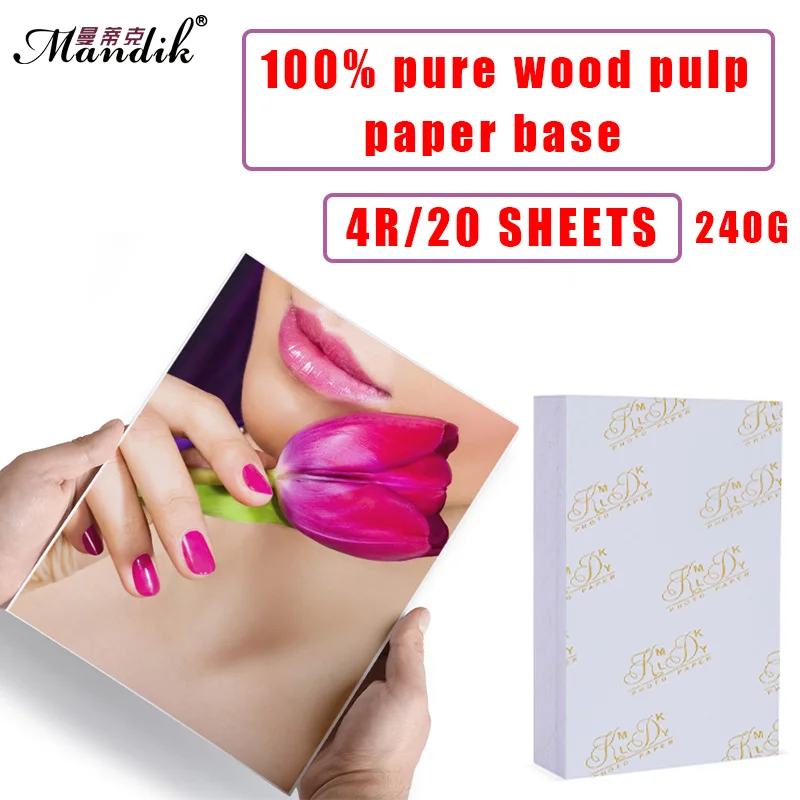 Papel fotográfico Super blanco 240g Premium 4R brillante 20 hojas