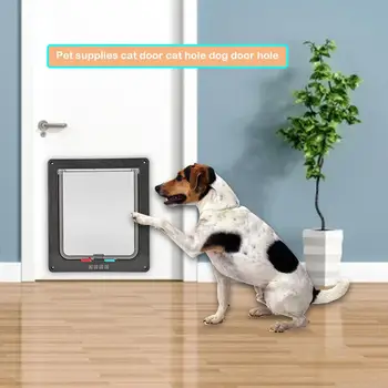 

Lockable Pets Plastic Gate Doors 4 Way Dog Cat Security Flap Kitten Puppy Interactive Door for Household Cat Dog Decor