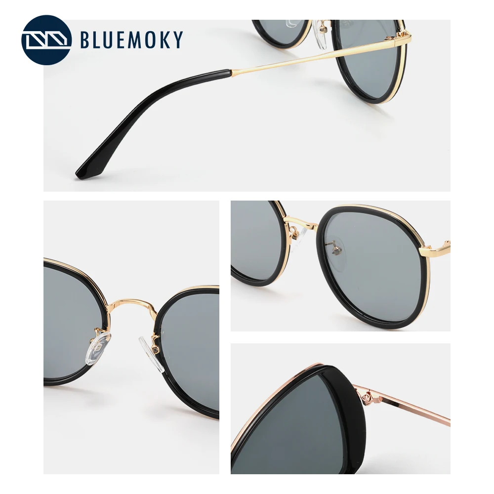 BLUEMOKY, поляризационные солнцезащитные очки, мужские, сплав, очки, круглые, UV400, солнцезащитные очки, женские, зеркальные, поляризационные, роскошные очки, Oculos de sol