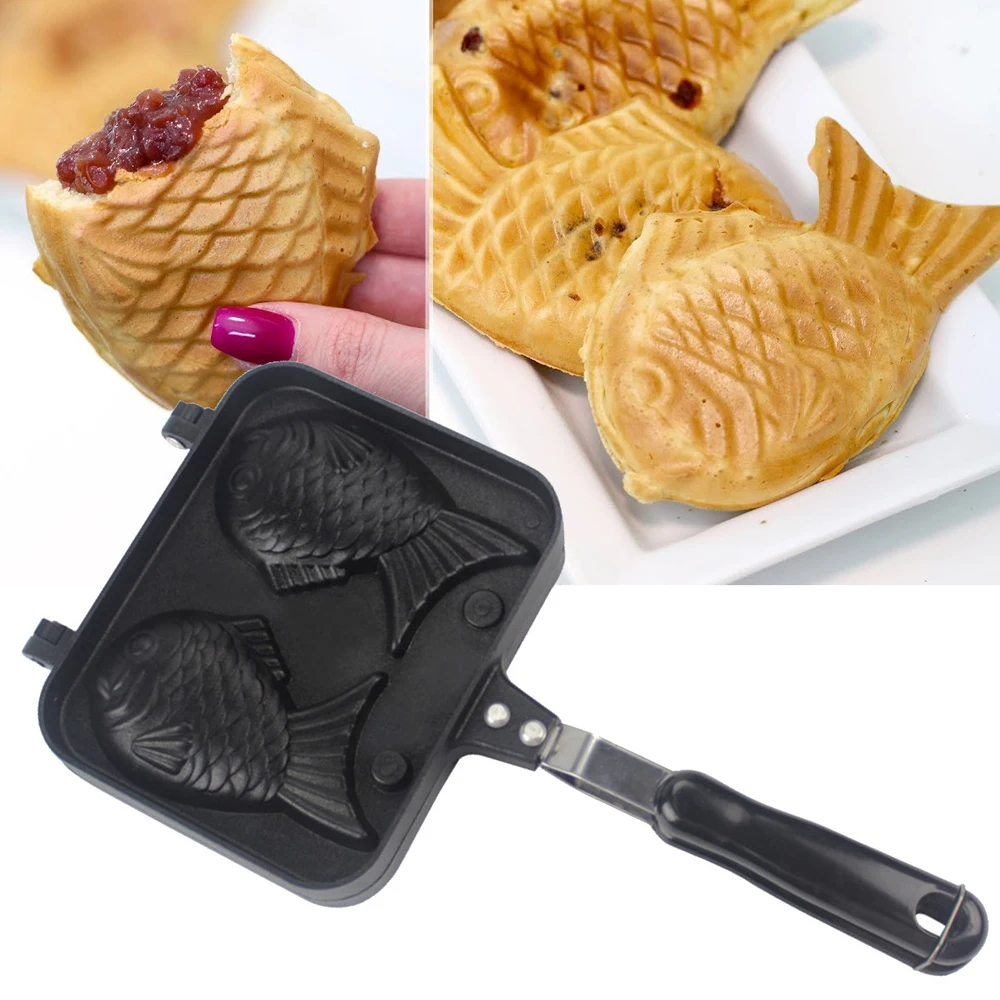 2 Molds Taiyaki Fish Shaped Octopus Balls Waffle Pan Non-stick Cake Bake Bakeware DIY Kitchen Tools Dessert Cooking Pan Plate baking mould