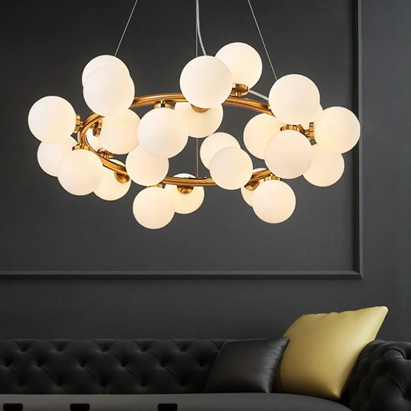 Nordic Round chandelier Glass Ball Chandeliers Restaurant Bar Kitchen Living room ring scandinavian lamp fixtures | Лампы и освещение