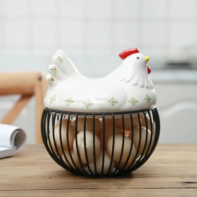 Домашняя креативная керамическая корзина для хранения фруктовых яиц 1 шт. кухонная декоративная корзина для хранения мелочей в форме Милого Животного для хранения на кухне - Цвет: 2