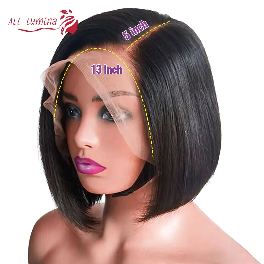 Straight Lace Front Human Hair Wigs Side Part Bob Wig 13x5x2 T Part Lace Frontal Wig Brazilian Virgin Hair Pixie Cut Bob Wigs