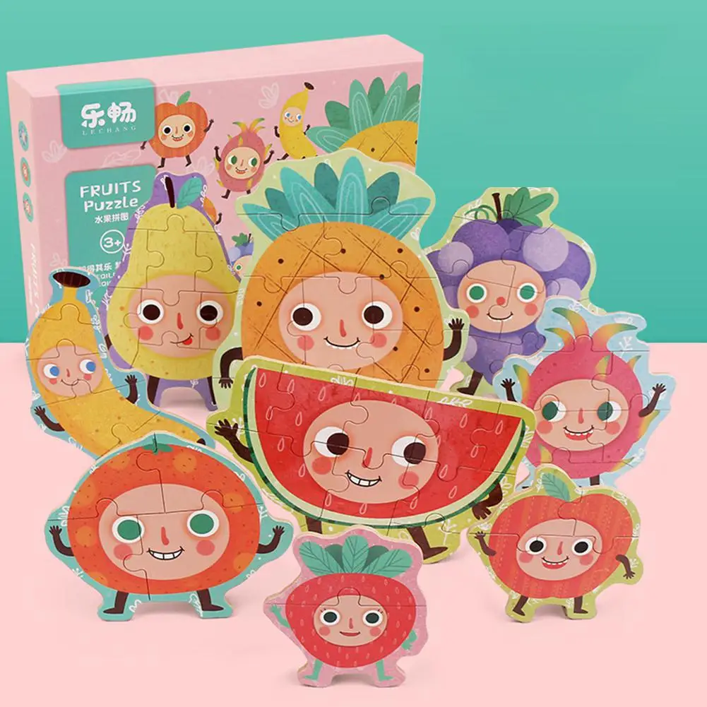 fruit Детские деревянные познавательные головоломки для мальчиков и девочек, Обучающие Развивающие игрушки, вечерние Семейные игры - Цвет: fruit