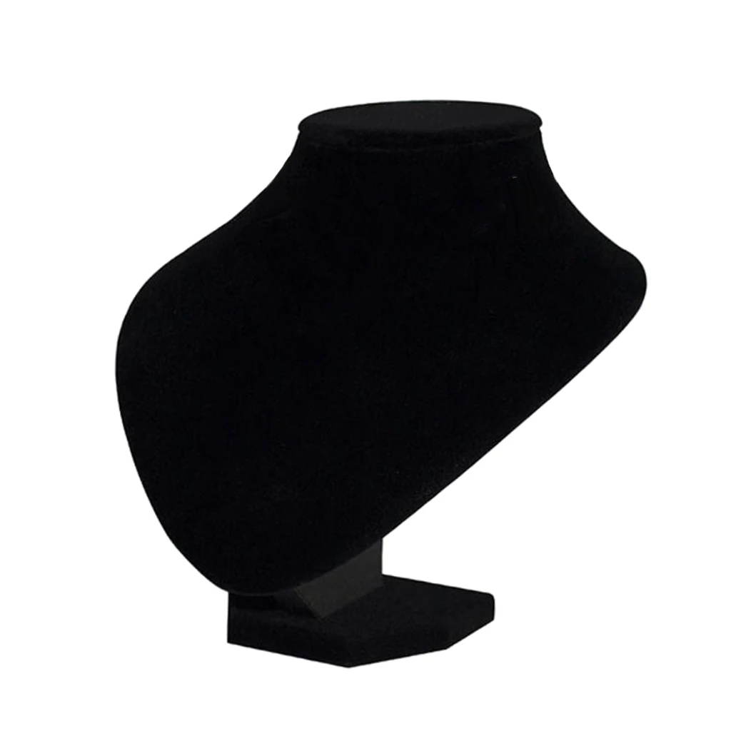 Black Velvet Wooden Necklace Display Bust Stand Mannequin Jewelry Holder for Necklaces Chain Choker Pendant Jewelry Packaging