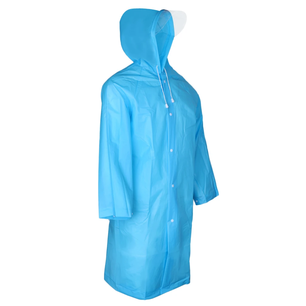 Waterproof Rain Poncho Reusable Adult Raincoat with Hoods & Cap Visor White