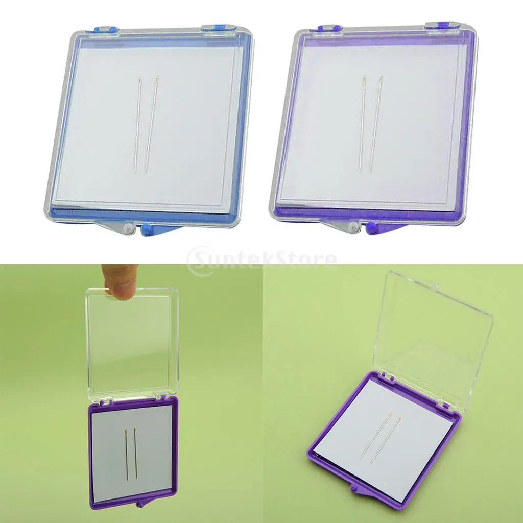 Magnetic Sewing Pin Cushion Clear Top DIY Needle Pincushion Sewing Tools Storage Case Needlepoint 2 Pins Set