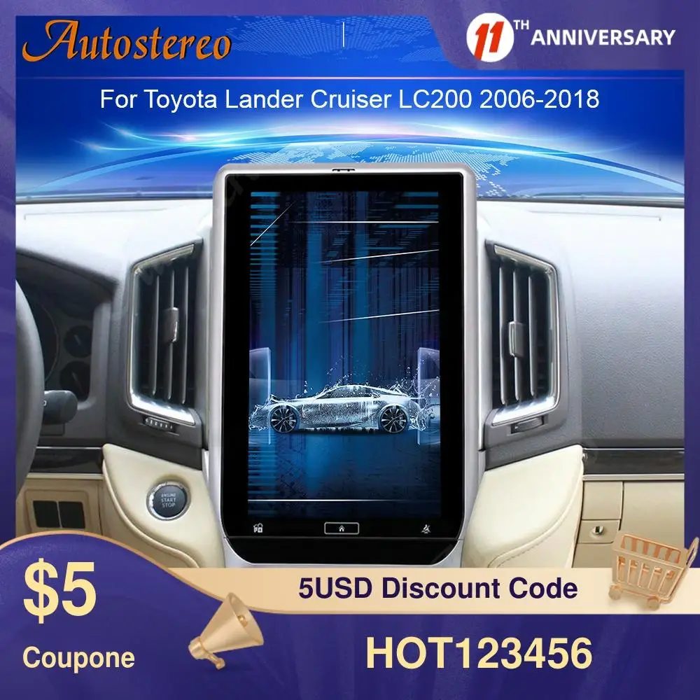 Android 9 6 Core Vertical Screen Car GPS Navigation For TOYOTA LAND CRUISER LC200 2016-19 Head Unit Multimedia Player Auto Radio |