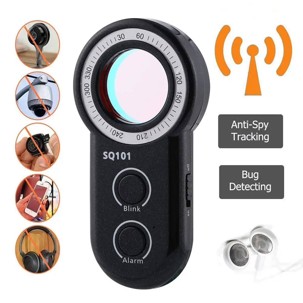 Anti-Spy Signal Detector Portable Camera Len Bug Tracker Finder Personal Anti-theft Alarm for Home Hotel Travel Woman Men Girls
