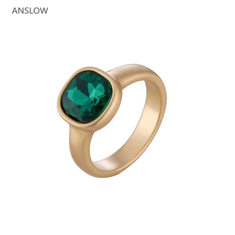 ANSLOW-anillos de boda con cristal cuadrados para parejas, joyería de compromiso para amantes y mujeres, LOW0008AR, 2019