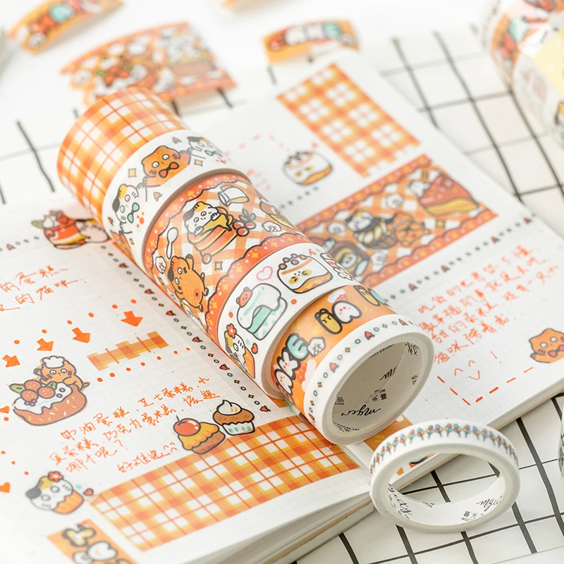 7 цветов Kawaii кошки планер справочник декоративные Маскировочные ленты школа