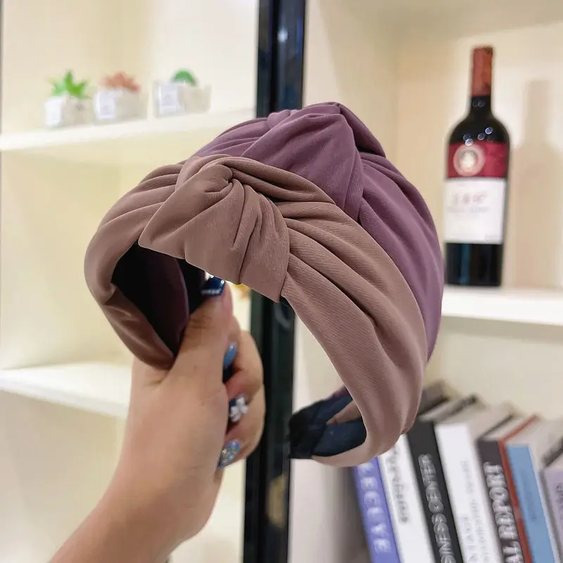 Новинка 2021 модная женская повязка на голову широкая боковая однотонная для волос