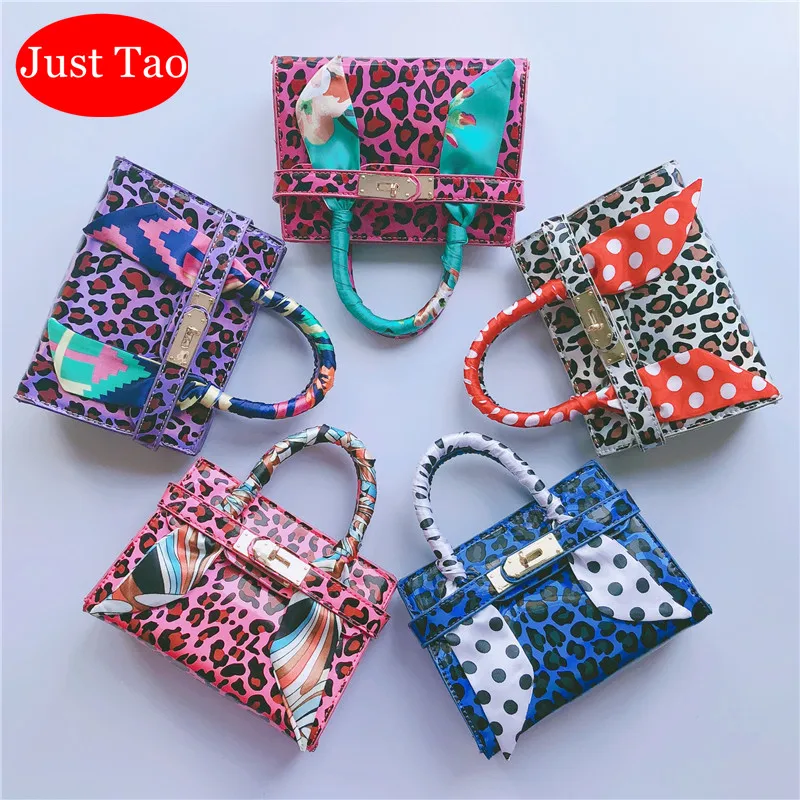 

Just Tao! Kids Popular style handbags Girls Small messenger bags toddlers mini coin purse Child trend bags with scarf JT035