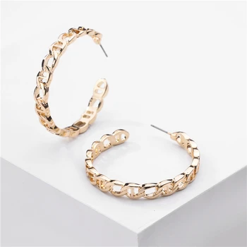 

LUNA CHIAO Chic Style Simple Design Chain Shape Big Round Hoop Earrings for Women