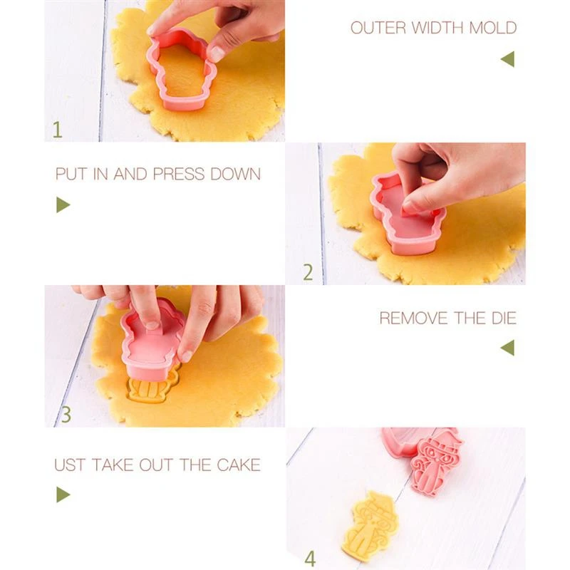 6pcs/set Halloween Cookie Cutters Mold 3D Cartoon Biscuit Stamp Mold Baking Accessories Bakery Mold for Halloween Baking